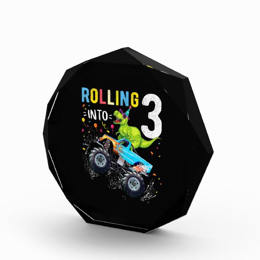 3歳の誕生日恐竜モンスタートラックファミリー フォトブロック (右)