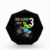 3歳の誕生日恐竜モンスタートラックファミリー フォトブロック (正面)