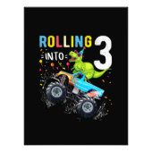 3歳の誕生日恐竜モンスタートラックファミリー フォトプリント            (正面)