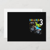 3歳の誕生日恐竜モンスタートラックファミリー ポストカード (正面/裏面)