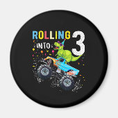 3歳の誕生日恐竜モンスタートラックファミリー マグネット (正面)