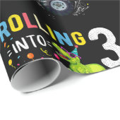 3歳の誕生日恐竜モンスタートラックファミリー ラッピングペーパー (ロールコーナー)