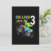 3歳の誕生日恐竜モンスタートラックファミリー 招待状 (スタンド正面)