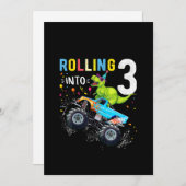 3歳の誕生日恐竜モンスタートラックファミリー 招待状 (正面/裏面)