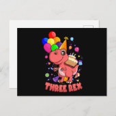 3歳の誕生日恐竜 ポストカード (正面/裏面)