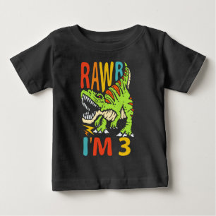 3歳の誕生日恐竜T Rex ラオル 僕は3歳 ボーイズ ベビーTシャツ