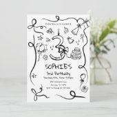 3歳の誕生日招待状、ハンドドロー3歳の誕生日 招待状 (スタンド正面)