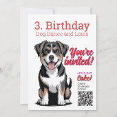 3歳の誕生日犬に関連する招待状 招待状 (正面)