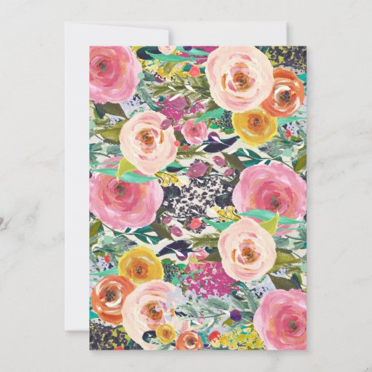 3歳の誕生日第三の美しいフローラ招待状、 招待状 (裏面)