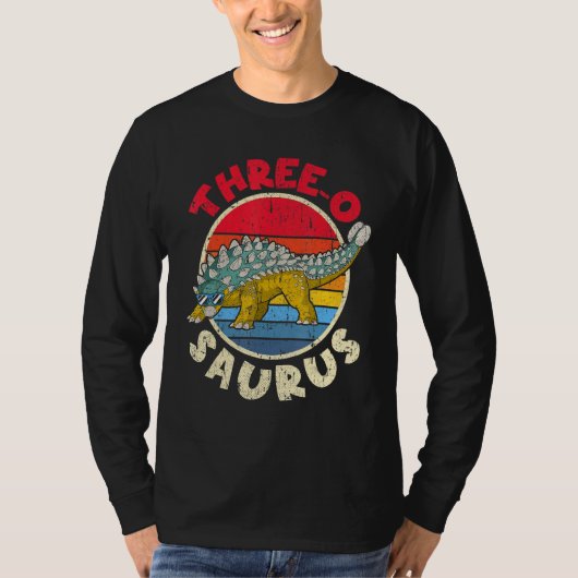 3歳の誕生日3オサウルスIアンキロサウルスI家族 Tシャツ (正面)