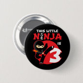 3歳の誕生日3歳の子供パーティーリトル忍者3 缶バッジ (正面&裏面)