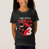 3歳の誕生日3歳の子供パーティーリトル忍者3 Tシャツ (正面)