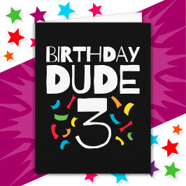 3歳の誕生日3歳オールドボーイパーティー誕生日Dude 3 カード