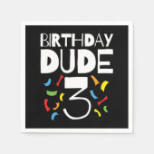3歳の誕生日3歳オールドボーイパーティー誕生日Dude 3 スタンダードカクテルナプキン (正面)