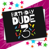 3歳の誕生日3歳オールドボーイパーティー誕生日Dude 3 ポストカード