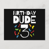 3歳の誕生日3歳オールドボーイパーティー誕生日Dude 3 ポストカード (正面)