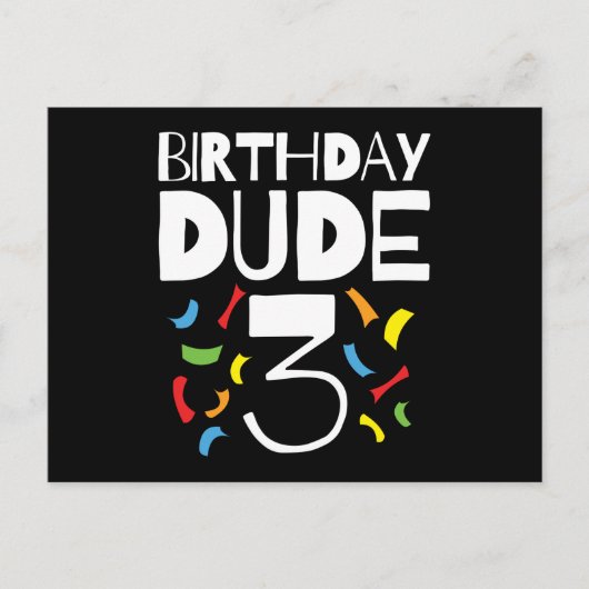 3歳の誕生日3歳オールドボーイパーティー誕生日Dude 3 ポストカード (正面)