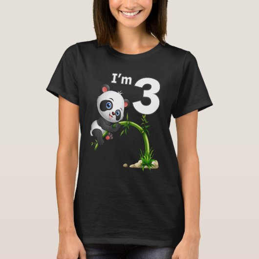 3歳の誕生日3歳パーティー動物パンダ2 Tシャツ (正面)
