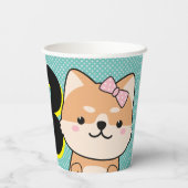 3歳の誕生日 おしゃれな柴犬の天使 紙コップ (裏面)