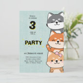 3歳の誕生日 おめでとう かわいい柴犬 招待状 (スタンド正面)