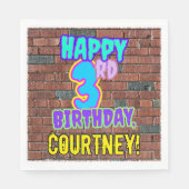 3歳の誕生日~おもしろい、アーバングラフィティインスパイアルック スタンダードランチョンナプキン (正面)