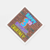 3歳の誕生日~おもしろい、アーバングラフィティインスパイアルック スタンダードランチョンナプキン (角)