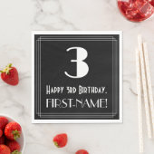 3歳の誕生日~アールデコインスパイア見る"3",名前 スタンダードランチョンナプキン (インサイチュ)