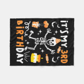 3歳の誕生日 キッズ 面白いスケルトン 3歳 おばけの日 フリースブランケット (正面(横))