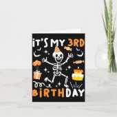 3歳の誕生日 キッズ 面白い スケルトン 3歳 おばけの日 カード (正面)