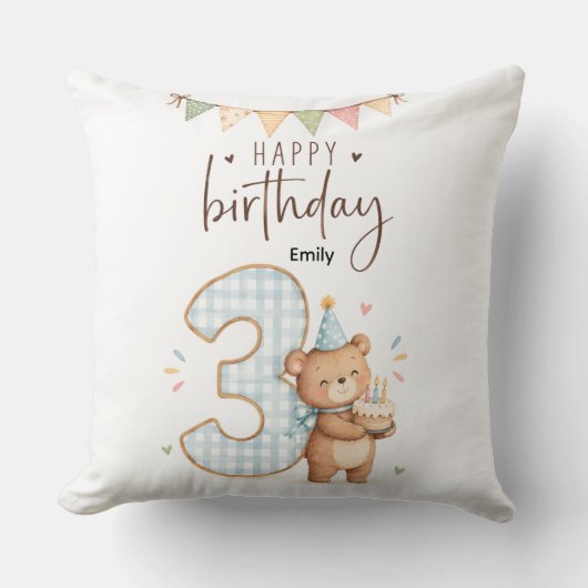 3歳の誕生日 クッション (正面)