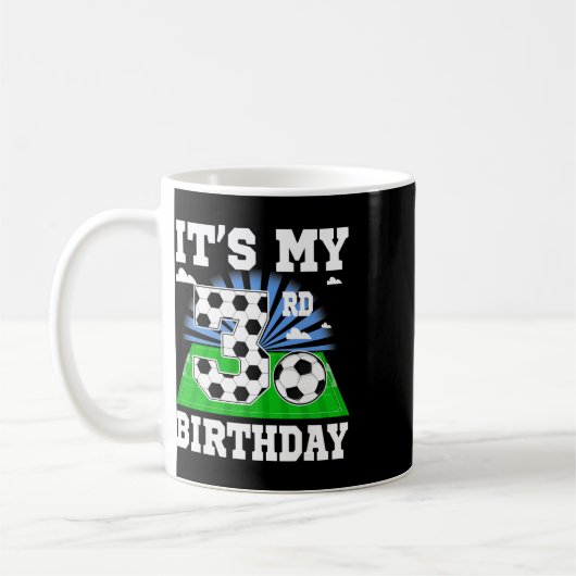 3歳の誕生日 サッカー お誕生日おめでとう P コーヒーマグカップ (左)