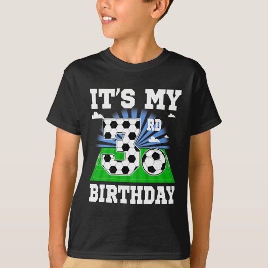 3歳の誕生日 サッカー お誕生日おめでとう P Tシャツ (正面)