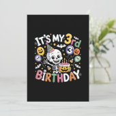 3歳の誕生日 スケルトン 10月 ハロウィン 幼児 招待状 (スタンド正面)