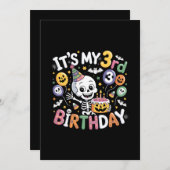 3歳の誕生日 スケルトン 10月 ハロウィン 幼児 招待状 (正面/裏面)