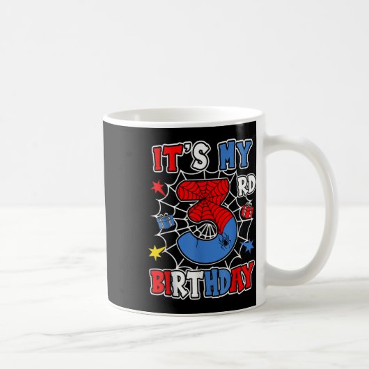 3歳の誕生日 スパイダーのテーマパーティー 3歳児 コーヒーマグカップ (右)