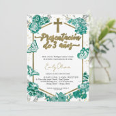 3歳の誕生日 スペイン風 招待状 蝶 (スタンド正面)