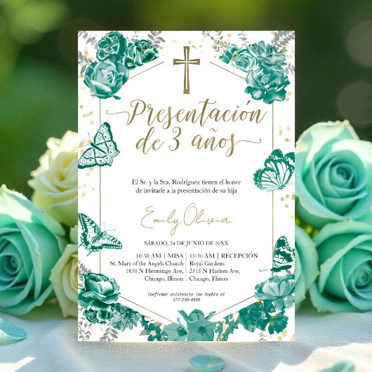 3歳の誕生日 スペイン風 招待状 蝶