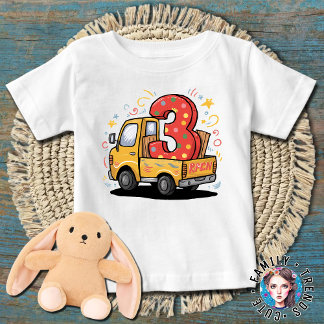 3歳の誕生日 ダンプトラック ベビーTシャツ