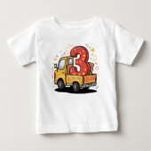 3歳の誕生日 ダンプトラック ベビーTシャツ (正面)