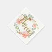 3歳の誕生日 ピンクゴールドの花輪 ナプキン スタンダードカクテルナプキン (角)