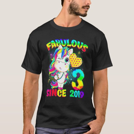 3歳の誕生日 ユニコーン ガール ファビュラスな罪 Tシャツ (正面)