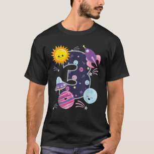 3歳の誕生日 外宇宙 スペース 女の子 パーティー スパ Tシャツ