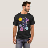 3歳の誕生日 外宇宙 スペース 女の子 パーティー スパ Tシャツ (正面フル)