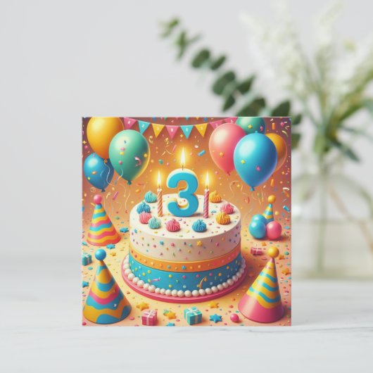 3歳の誕生日 招待状 (スタンド正面)