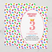 3歳の誕生日 招待状 (正面/裏面)