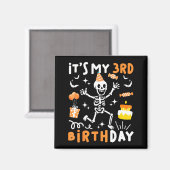 3歳の誕生日 楽しいスケルトンの子供たち 3回目のハロウィン マグネット (正面/裏面)
