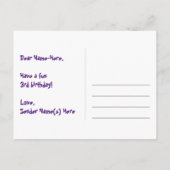 3歳の誕生日 – 楽しい花火模様 + レインボー３ ポストカード (裏面)