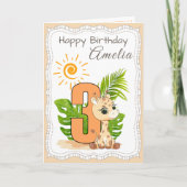 3歳の誕生日 水彩動物カード カード (正面)