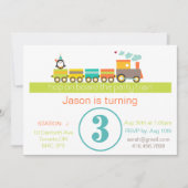 3歳の誕生日(男の子)列車の招待状 招待状 (正面)