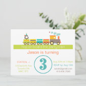 3歳の誕生日(男の子)列車の招待状 招待状 (スタンド正面)
